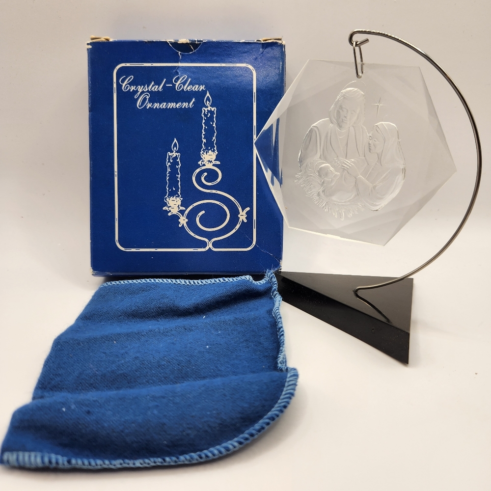 Set of Two Henco Crystal Clear Ornaments w/Stands